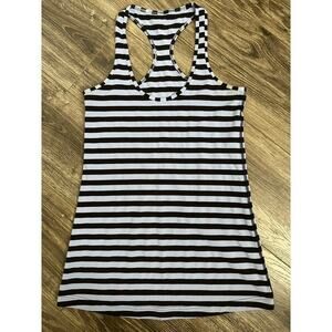 Lululemon Cool Racerback Tank Top Womens Black Blue Stripe Activewear Stretch